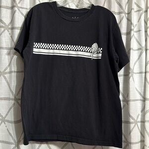 Blue Crown Black T Shirt (slightly Faded) Rose Checked